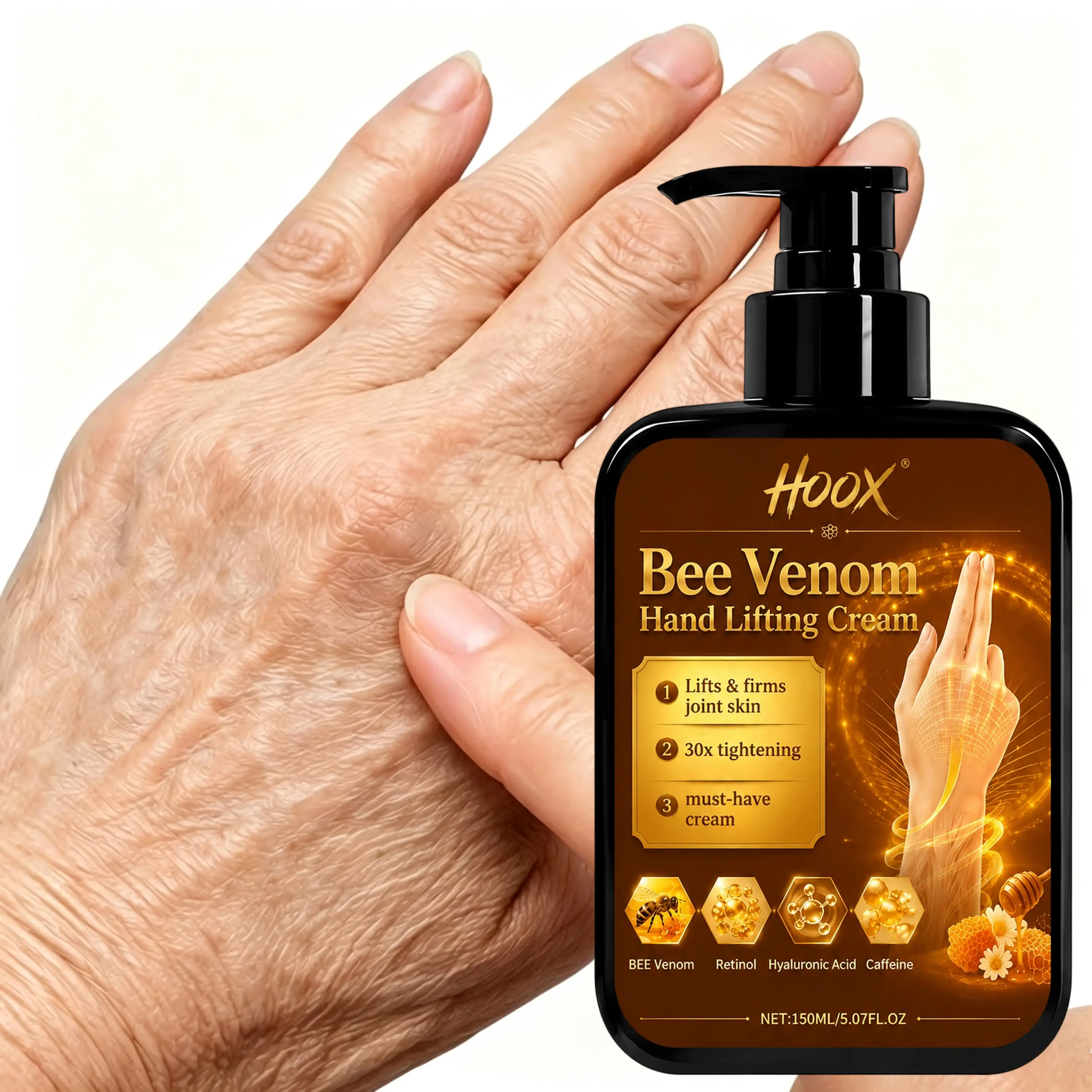Bee Venom Firming & Lifting Hand Cream with 65% Urea, Avocado Extract, Vitamin E & Lactic Acid, Smoothes Fine Lines, Firms & Lifts, Gentle Moisturization & Deep Hydration for Better‑Looking Hands