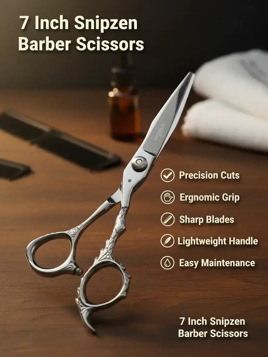 SNIPZEN Dragon Professional Barber Shears, 7-Inch Japanese Stainless Steel Blades with Ergonomic Handle for Precise Salon-Quality Haircare Smooth Styling Tool Durable Heatless