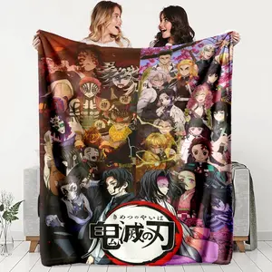 Demon Slayer Flannel Blanket, Soft Lightweight Warm, Bedroom Holiday Decor, Bed Sofa Office Camping Travel, Multifunctional Gift