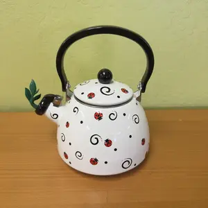 Whistling Tea Kettle for Stove Top Enamel on Steel Teakettle ,Supreme Housewares LadyBug  Design Teapot Water Kettle Cute Kitchen Accessories Teteras (1.6 Quart, Watermelon)
