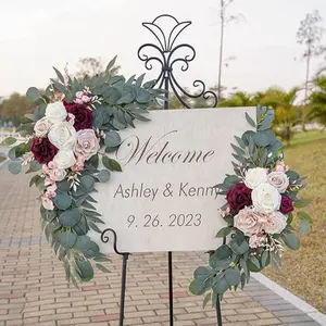 Wedding Arch Flowers (2 Bunches), Artificial Wine, Nude Color, Ivory Wedding Floral Arrangement for Welcome Sign and Ceremony Reception