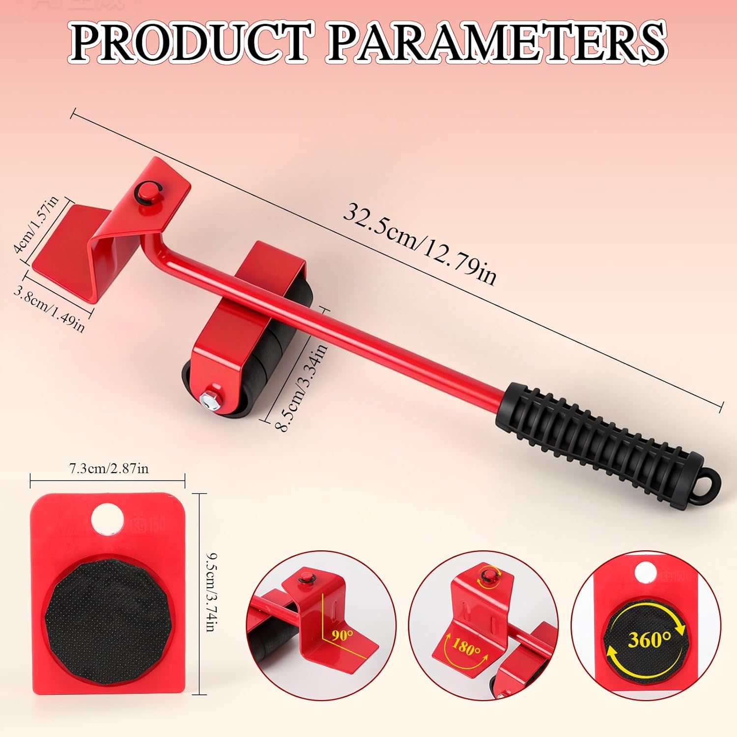 Furniture Lift Mover Tool Set - Heavy Furniture Movers with Wheels, Heavy Item Movers Sliders Furniture Lifter Tool for Furniture, Coffee Tables, Refrigerators, Washing Machines