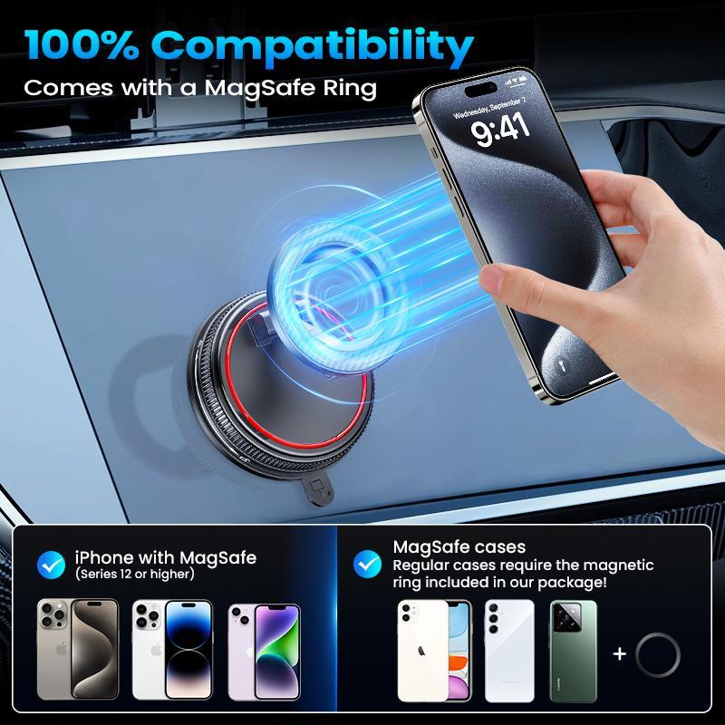 360° Adjustable Vacuum Magnetic Phone Car Holder with Strong Suction Cup Base for Cars Gyms Mirrors and Bathrooms Compact Foldable Design Steering Wheel Stand,Christmas