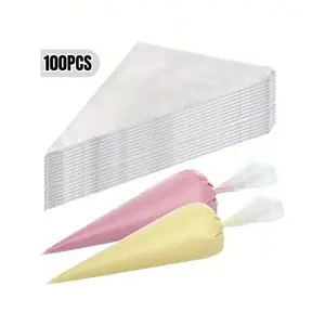 100pcs Disposable Piping Bags For Cake Decorating Transparent PP Material Perfect For Icing Frosting Cookies Essential Baking Tools Kitchen Accessories