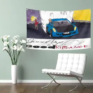 Music Album Cover Flag 3x5ft Hip Hop Rapper Goodbye and Good Riddance Magic Car Wall Hanging Banner for Bedroom Living Room Dormitory Garage Man Cave Decor