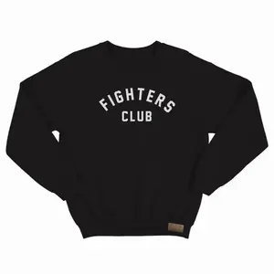 FIGHTER'S CLUB CREW Neck Sweater - Black, Long Sleeve, Cotton Blend, Plain Design, Casual Style Hoodie Tops Leather Menswear