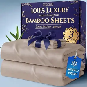 DECOLURE Bamboo Sheets 4pc Set 100% Cooling Viscose Ultra Soft 17 Deep Pocket Double Stitching Must Have for Hot Sleepers OEKO Tex Certified Hypoallergenic DECOLURE Bamboo Sheets 4pc Set 100% Cooling Viscose Ultra Soft 17 Deep Pocket Double Stitching Must Have for Hot Sleepers OEKO Tex Certified Hypoallergenic