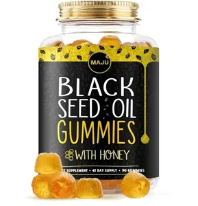 MAJU's Black Seed Oil Gummies with Honey 90ct, 500mg BSO Gummy, Black Cumin Seed Nigella Sativa Oil, Cold-Pressed, Potent Formula, 90ct