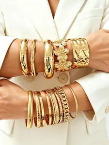 Mother's Day Gift Women's Vintage Elegant Floral Geometric Chain, Multi-Layer Design, Round Water Drop Texture, Fashion Jewelry Gift, Fashionable Bangle, Elegant Jewelry Bracelet