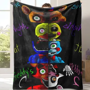 Countdown Sale! Five Nights at Freddy's Character Patchwork Flannel Blanket,throw blanket Lightweight All-Season Throw, A warm nap blanket Perfect Gift for Friends & Family Suitable for use in offices, sofas, and travel sett