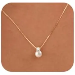 Pearl Necklaces for Women Trendy 6MM 8MM 10MM Dainty Round Natural Freshwater Pearl Necklace Silver 14K Gold Plated CZ Pearls Necklaces for Women Birthday Bridesmaid Wedding Gifts Pearl Jewelry
