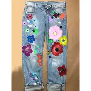 Women's loose denim jeans, plus size high waisted jeans, comfortable casual pants, fashionable women's bottomsRAIMENTRY