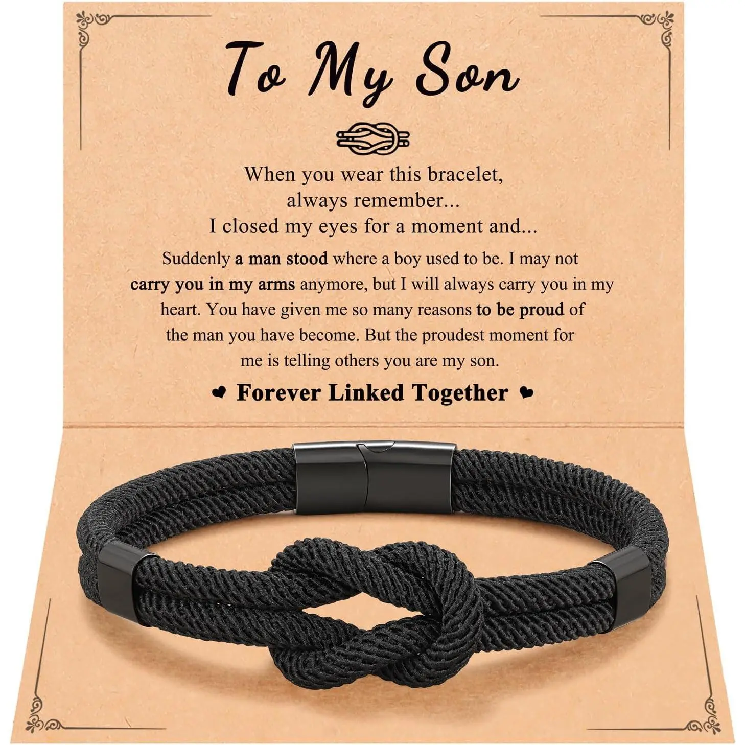 Knot Bracelet Gifts for Son, Sentimental Braided Rope Jewelry with Stainless Steel Clasp, Birthday & Christmas Gift Ideas, Birthday Gift Ideas, Male Wearers