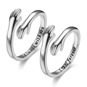 2026 New Love Hug i Love You Always with You Couple Rings Unique Hug Design Engraved Messages Perfect for Couples New 2026 Release Ideal for Daily Wear or Special Occasions stick-on light heavy duty bed sheet holder party decor gift fitness equipment