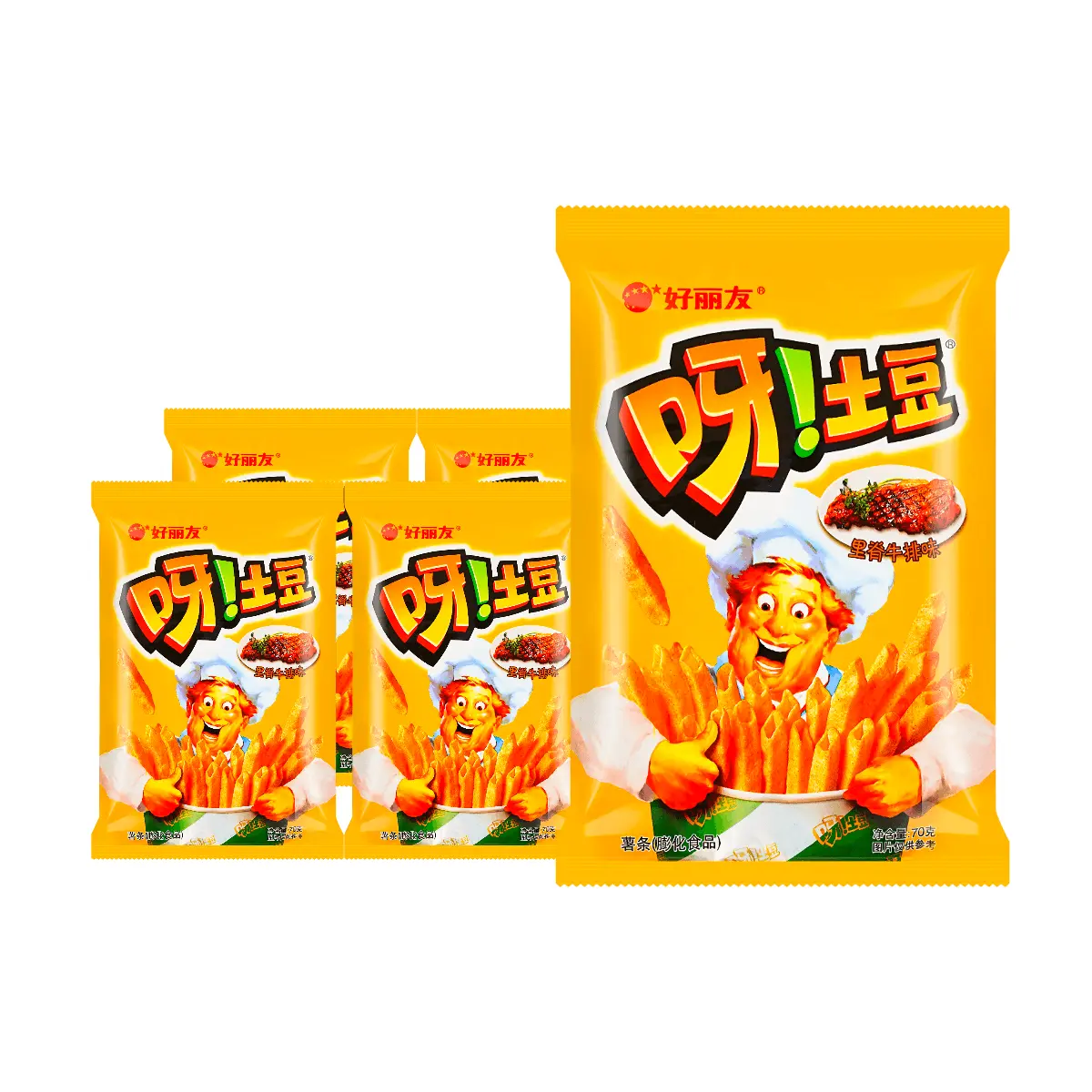 5 Pack ORION BBQ Steak Potato French Fries 2.47 oz - Korean Snack Crispy Chips