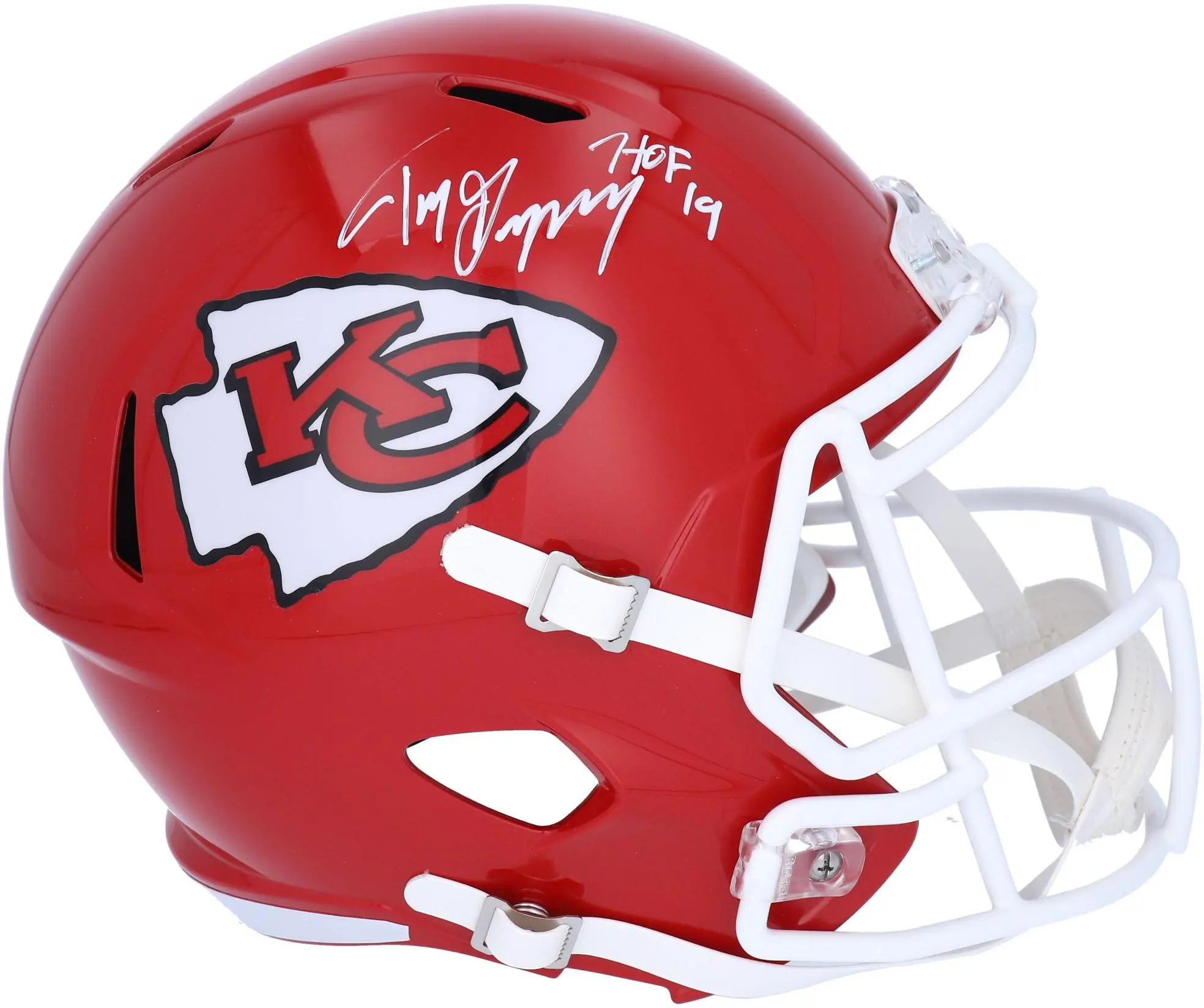 Tony Gonzalez Kansas City Chiefs Autographed Riddell Speed Replica Helmet with "HOF" Inscription - Fanatics Authentic Certified