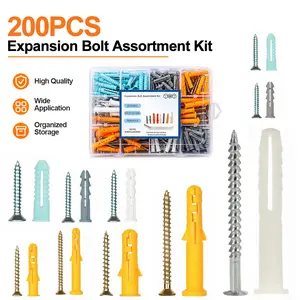 [Summervibes] 200-Piece Heavy-Duty Drywall Wall Anchors and Screws Kit, Multi-Surface Plastic Expansion Tubes with Galvanized Steel Screws, Rustproof Corrosion-Resistant for Home Repair