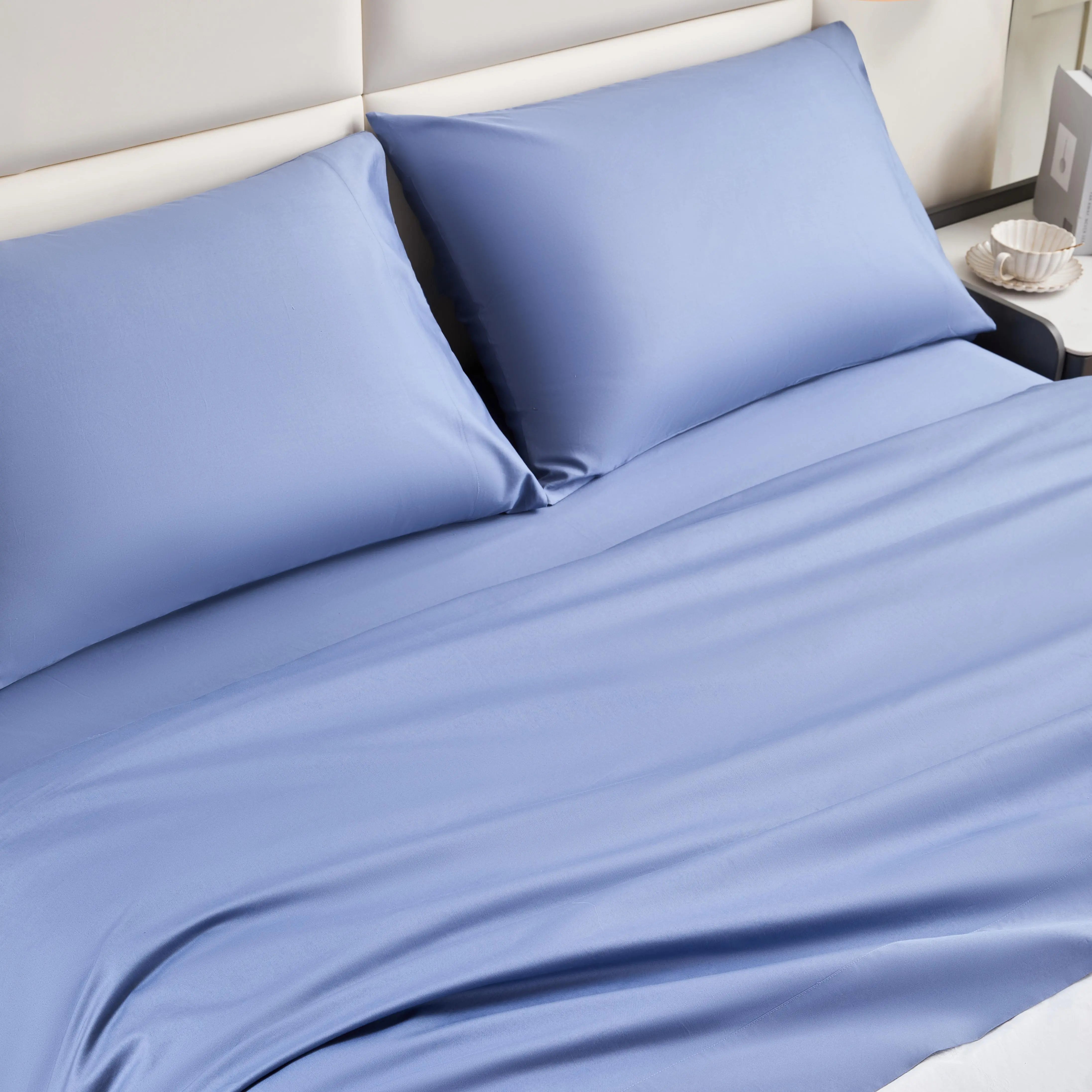 4 Piece 100% Cotton Bed Sheet Set, 300 Thread Count Soft Breathable Sheets, Deep Pocket Fitted Sheet, OEKO-TEX Certified Bedding Set for Queen King Full Twin, Multiple Colors Available