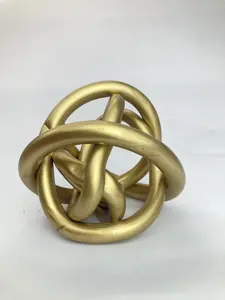 Hi Ho Curio Metallic Gold Abstract Art Swirly Glass Ornament for Bookshelf, Mantle, Desk, Coffee Table Decor