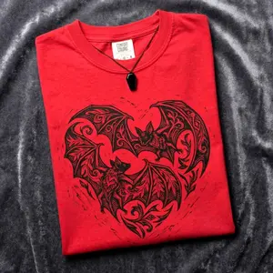 Gothic Bat Heart Shirt Comfort Colors, Dark Romance Tee, Vampire Bat Graphic Shirt, Spooky Aesthetic Tee, Halloween Love Gift