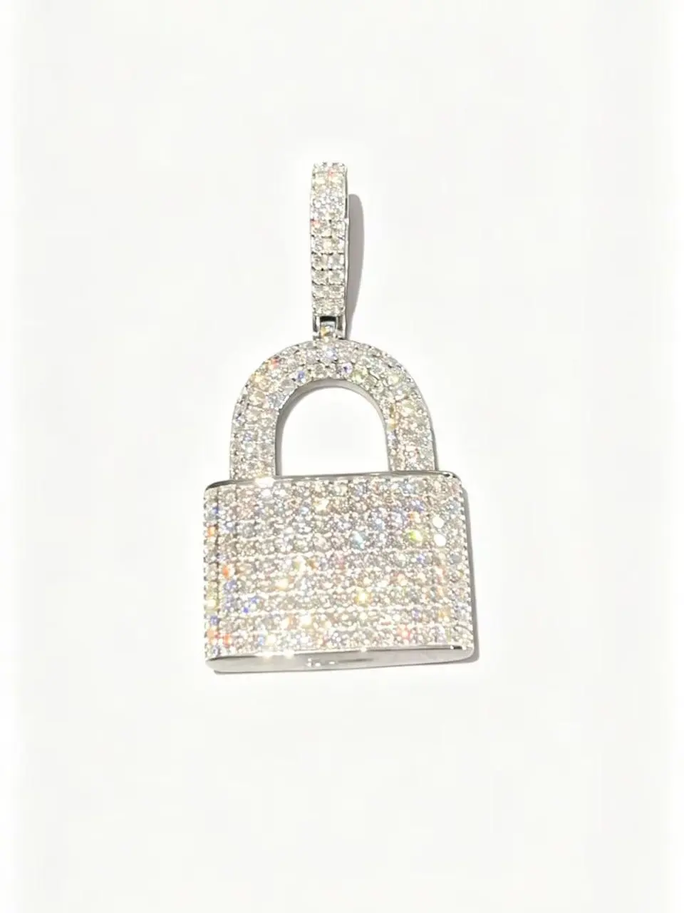 5393  Bustdown Padlock 925 Pendant All Over Inlaid Shiny Stones Lock Charm Urban Streetwear Statement Jewelry summerwins