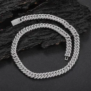 [ICE HUE] Unisex 18K Gold Vacuum Plated Copper Bubble Links Cuban Double-Row Necklace, 10mm 5A+ Sri Lanka Zircon Stones, Miami-Inspired Luxury Hip Hop Casual Chain, Everyday Wear Jewelry Gift Idea