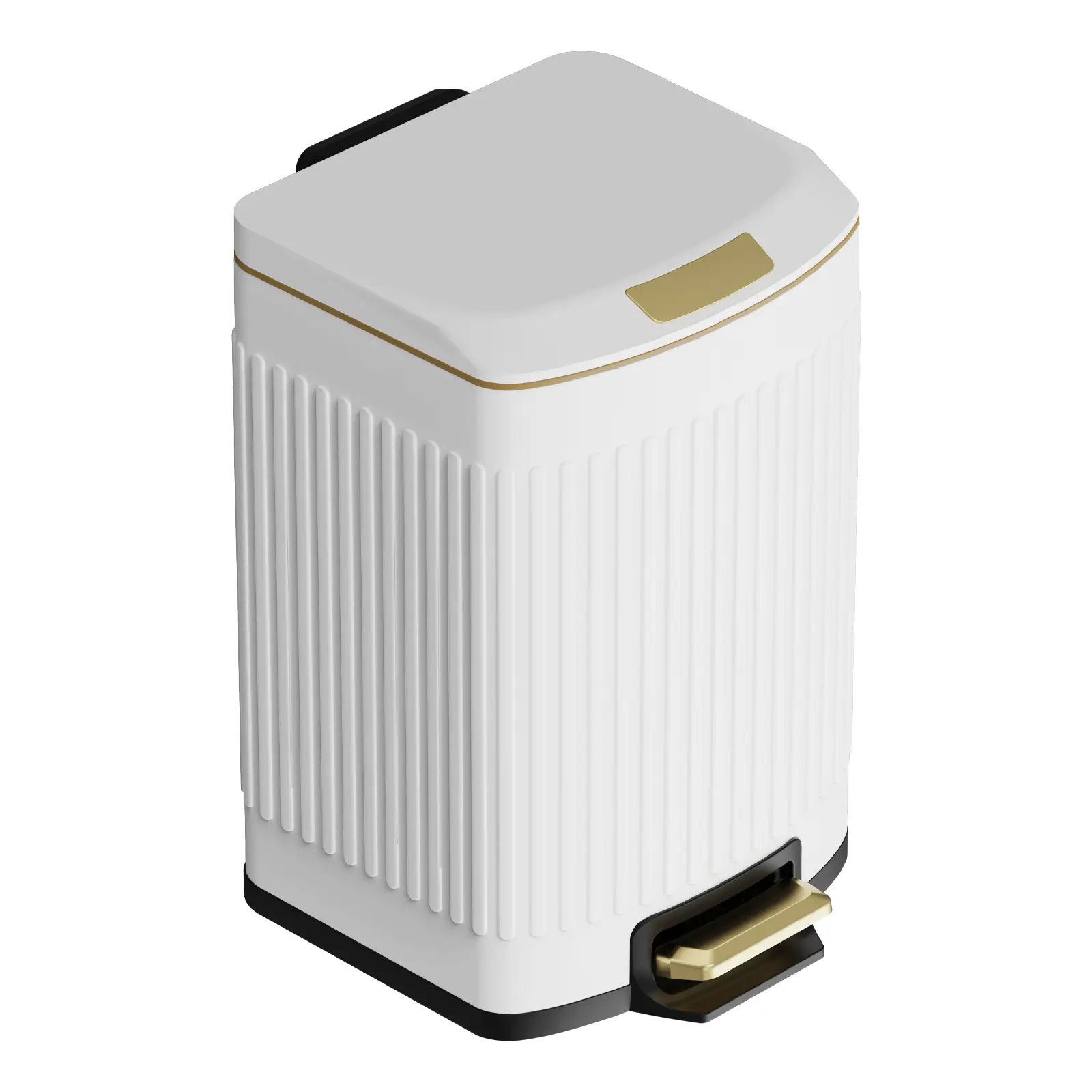 KSSKSS 2.6 Gallon Stainless Steel Square Bathroom Trash Can with Soft-Close Lid, Step Bathroom Wastebasket, Wide Opening, Fingerprint Resistant for Kitchen, Bedroom, Home,Office