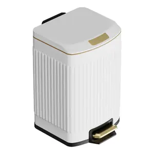 KSSKSS 2.6 Gallon Stainless Steel Square Bathroom Trash Can with Soft-Close Lid, Step Bathroom Wastebasket, Wide Opening, Fingerprint Resistant for Kitchen, Bedroom, Home,Office