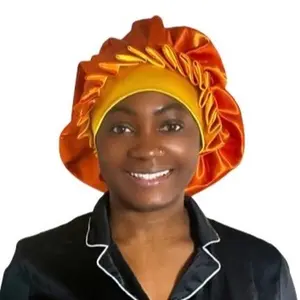 4 in 1 Yellow Orange Thanksgiving Vibe Luxury Sleep Hair Bonnet - Stylish Headpiece for all seasons