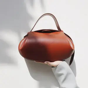 6689 Women's Hand Carry Armpit Small Round Bag 2025 New PU Leather Portable Shoulder Crossbody Bag