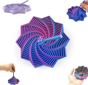 3D Printed Star Fidget Toy,3D Printed Fidget Toys with Handle, Fidget Star Dual Motion Sensory Toy , Color-Changing Spiral for Stress Relief and Focus, Gift for ADHD and Office Desk