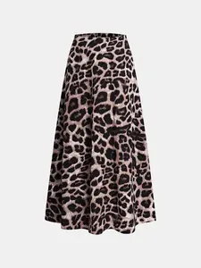 Women's Leopard Print Skirt, Leopard Printed Skirt, Casual Fashion Long Skirt for Daily Wear, flared skirt,Ladies Bottoms for All Seasons