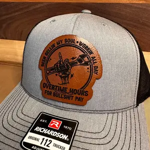 Overtime hours leather patch hat
