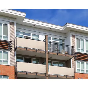 2ft, 3ft, 4ft , 5ft, 6ft Tall Commercial Balcony Windscreen Fence Privacy Screen Cover with Hems and Grommets on 4 sides – Beige Heavy Duty Pergola Garden Patio Deck