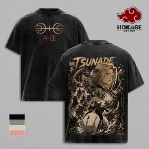 Tsunade Naruto Fifth Hokage Vintage Washed T-Shirt | Legendary Sannin Anime Graphic Tee | Slug Princess Streetwear Oversized Shirt