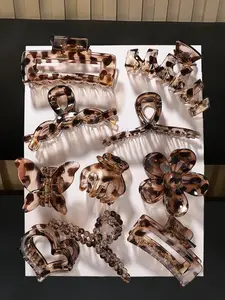 10pcs leopard print transparent hair clip suit, flowers, butterflies multi-styling, grip firm, easy to create retro sweet cool style hairstyle!