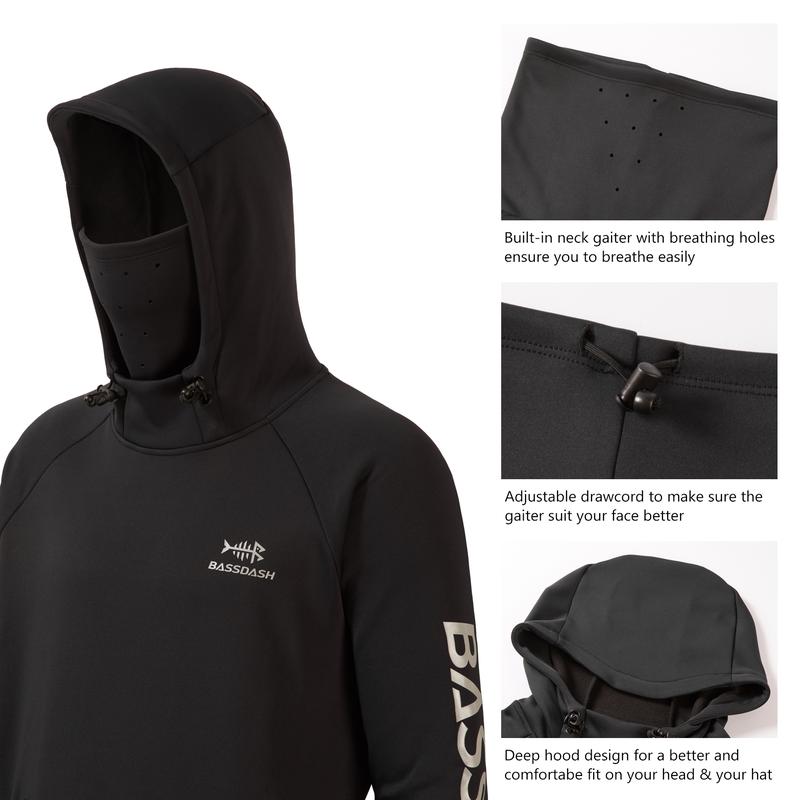 BASSDASH Men’s Fishing Fleece Hoodie with Neck Gaiter Water Resistant Performance Hunting Sweatshirt BASSDASH Men’s Fishing Fleece Hoodie with Neck Gaiter Water Resistant Performance Hunting Sweatshirt
