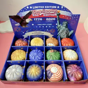 USA 250th Anniversary Dumplings Squishy Toy with Steamer Reusable Rebound Squeeze Reliever Toys Eagle Star Slow Rising Squishy Dumpling Ornament Set Blue Red Fidget Toy Home Decoration Creative Gifts