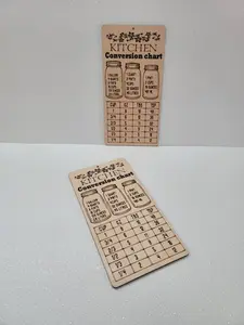 Kitchen Conversion Chart - Maple or Mahogany Veneer - 15" x 7 5/8" - Wall or Set Against One - Quick Measuring Tool