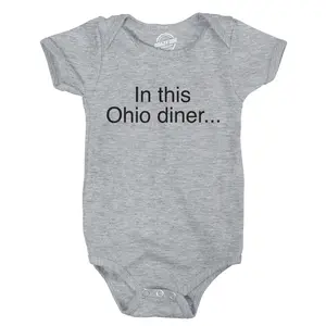 In This Ohio Diner Baby Bodysuit Funny Pitchbot Internet Novelty Jumper for Infants Funny Baby Onesies Meme Clothes for Baby Funny Sarcastic Onesie Novelty Onesie Light Grey