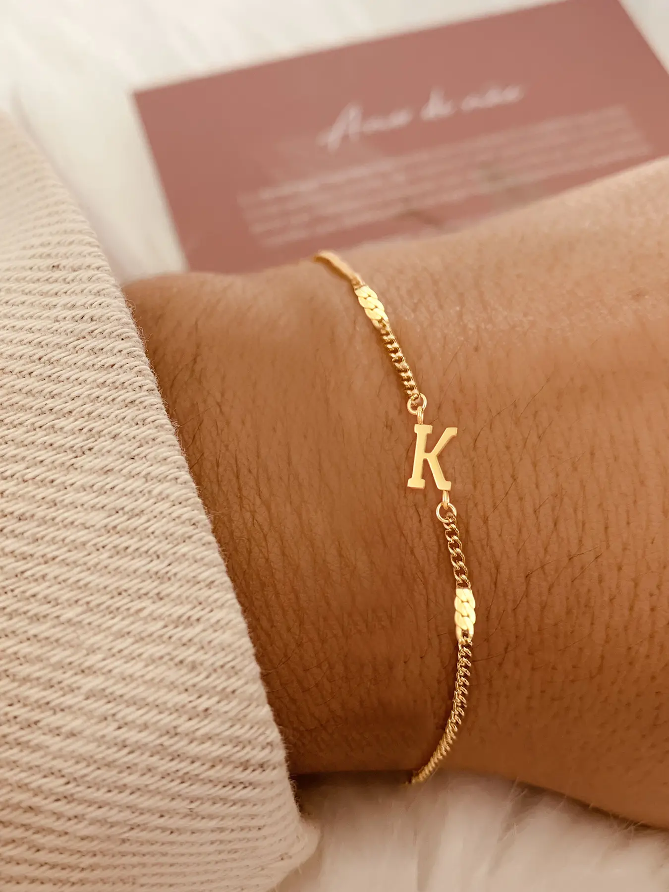 Women's Letter Initial Bracelet Stainless Steel Chain, Letter Link Bracelet, Casual Fashion Jewelry for All Seasons, Simple Stylish Design