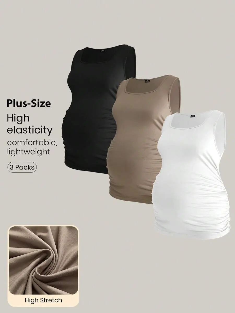 Maternity Plus Size Women Casual Solid Color Tank Top