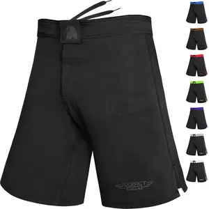 Exxact Sports MMA Shorts, IBJJF Ranked No Gi BJJ Jiu Jitsu Shorts for Men, Boxing, Cross Training & Grappling Shorts (Black)