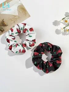 Women's Sweet Elegant Fabric Cherry Print Hair Bow Headband, Suitable for Ponytail Bun Hairstyles, Daily Wear Accessories