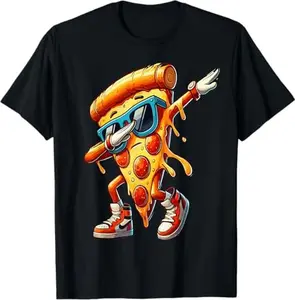 Dabbing Pizza Slice Fun Graphic Tee for Food Lovers Man T-Shirt,Unisex