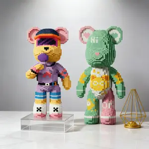 4500Pcs Large Glow in the Dark Building Blocks Bear, Hard Difficulty DIY Assembly Toy with Hidden Storage Drawer, Trendy Desk Decor, Ideal Birthday Gift for Adults & Teens