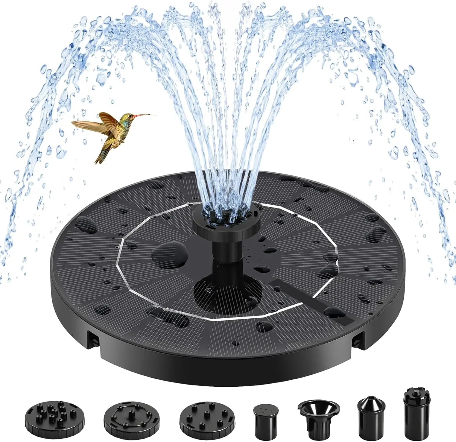 Solar Bird Bath Fountain — 3.5W Pump with 6 Nozzles & 4 Stakes