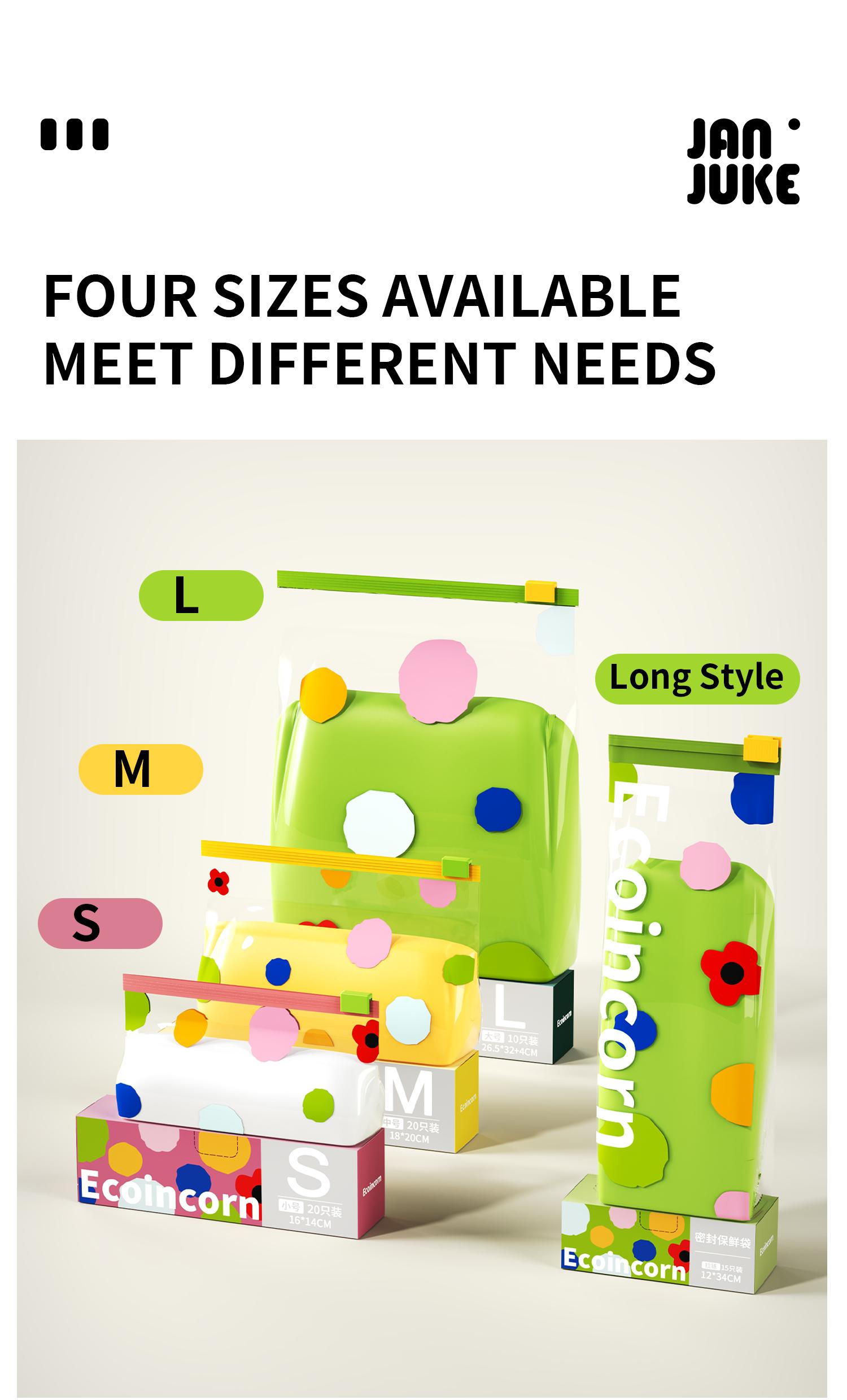 Sealed food storage bag, vertical bottom, easy to fill sandwich and snack bags, storage freezer bag with grip sealing technology, convenient to open and close 65 tubes