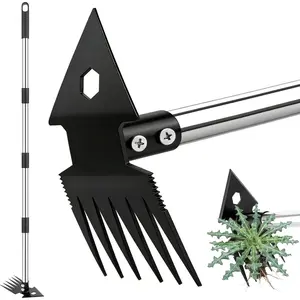 2-in-1 Weed Puller Tool,Dual- Garden Hoe Weeder Tool with Long Handle,Heavy Duty Manganese Steel Weeding Tool for Gardening,Uprooting Weed Remover for Yard Lawn Patio and Garden