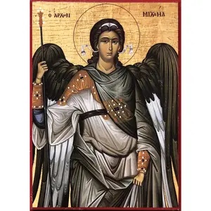 Wooden Greek Orthodox Christian Icon Saint Archangel Michael (4.5" x 6.5")
